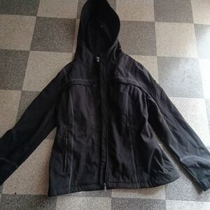 Elegant Black Hooded Utility Jacket